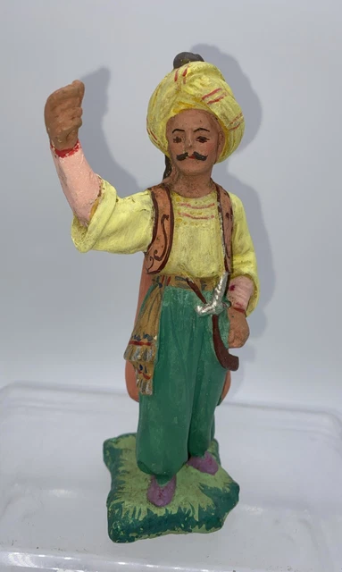 Ancien Santon Devineau Pour Crèche - Taille 1, éléphant, Terre Cuite Peinte, Occasion