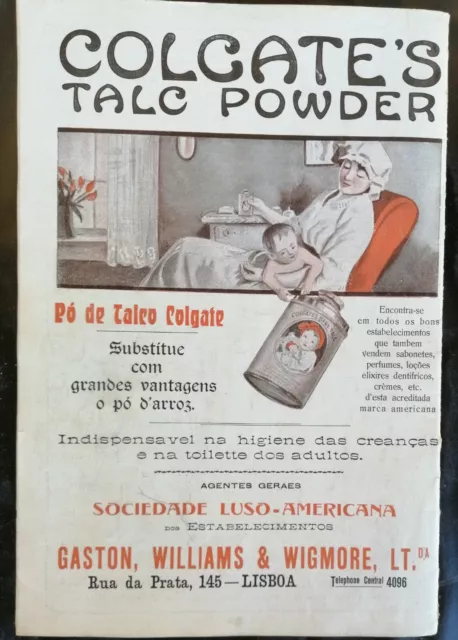 Colgate Talc Powder Vintage print ad from a 1919 portuguese magazine