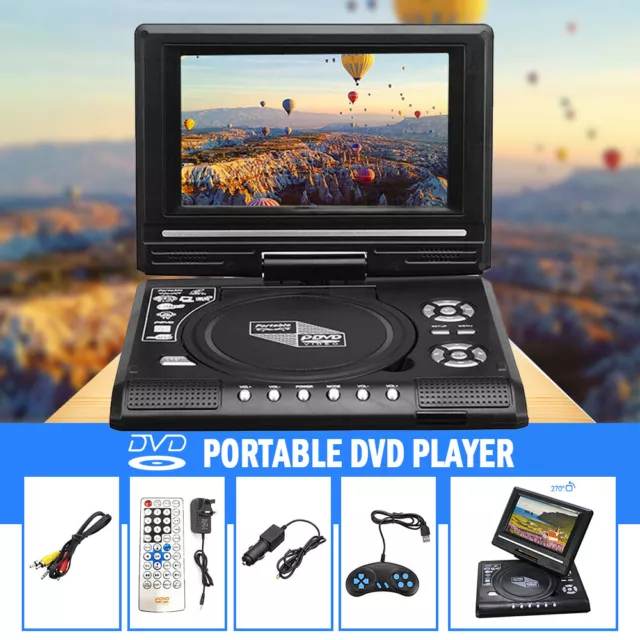 7.8" Inch Portable DVD Player Multi Region - Swivel Screen In Car Charger USB/CD