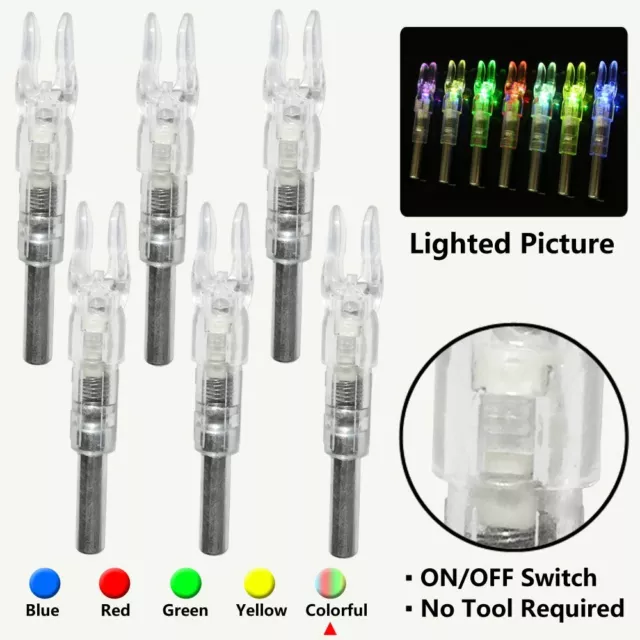 6/12Pcs Automatically LED Lighted Shooting Nocks Archery Arrow Nock Tail 6.2mm