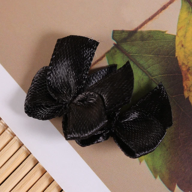 100 Pcs Decorations Attach Black Bows Girl Hair Bows Applique 9