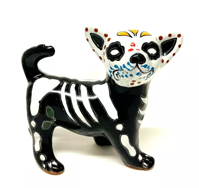 Talavera Day of the Dead Chihuahua  Dog Mexican Pottery Folk Art