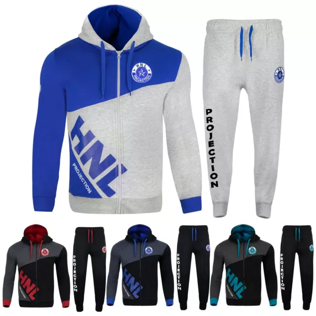 Uomo con Cappuccio Tuta Completa Hnl Stampa Zip Pile Top & Jogging Pantaloni