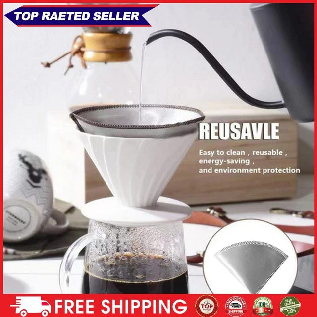 2 Filtri Per Caffè In Acciaio Inox Oro, 6-8 Tazze, Riutilizzabili, 100 Mesh Con Manico, Per Macchina E Filtri In Ceramica - 5