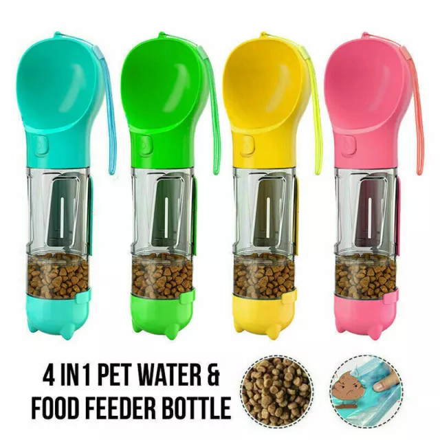 4 in1 Pet Feeder Dog Cat Puppy Water Bottle Cup Travel Pooper Scooper Outdoor