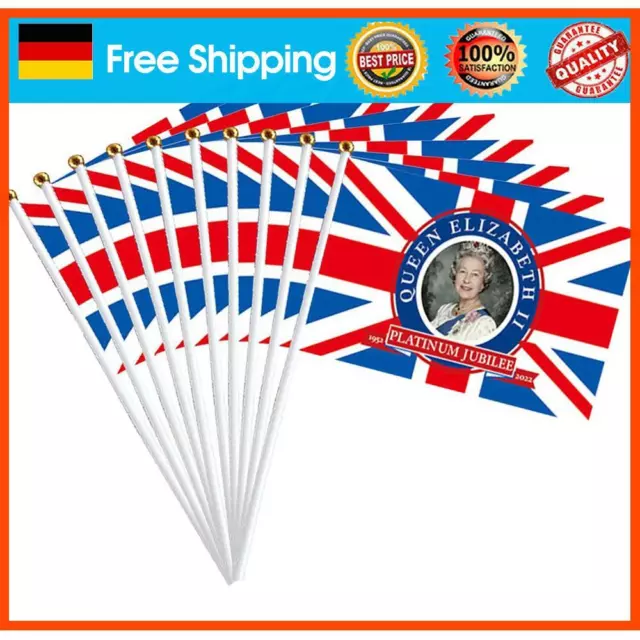 Kleine Flagge ? 10 St?k Queens Elizabeth Stick-Flaggen zum 70. Hochzeitstag