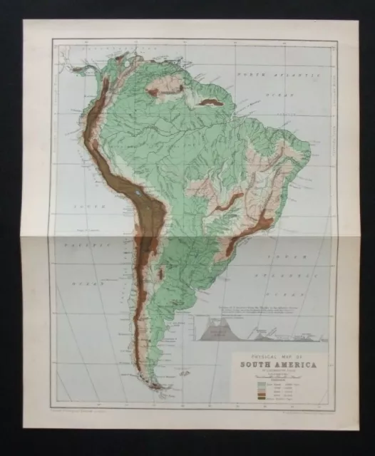 Antique Map: South America by W & A K Johnston, Cassell's Encyclopedia, 1902