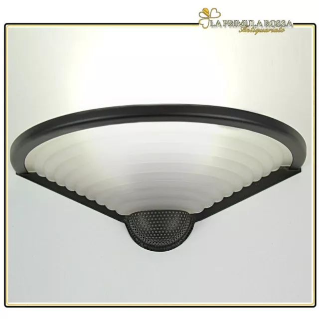 Lampada da parete applique in vetro Murano modernariato satinato bianco nero