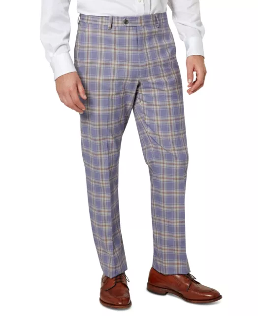 Sean John Mens Classic-Fit Suit Pants Plaid Purple 40 x 32