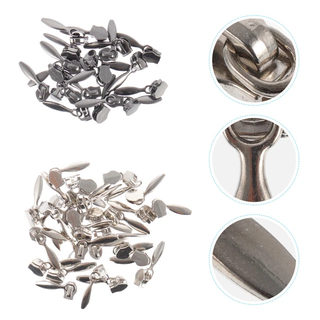 50 Pcs Detachable Zipper Pulls DIY Pullers Jacket Metal Slider Replacement