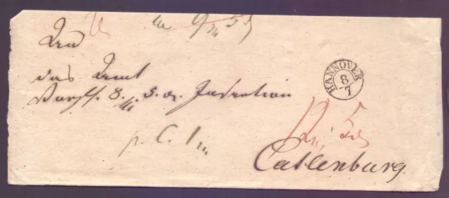 Vorphilabrief Briefvorderseite mit Stempel HANNOVER nach Catlenburg (089)