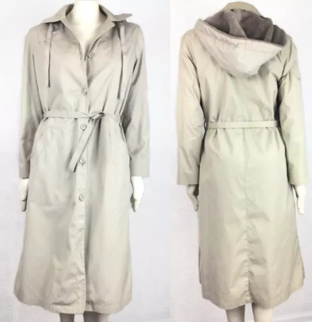 VINTAGE LONDON FOG 80s tan trench coat womens 12 zip out faux fur liner ...