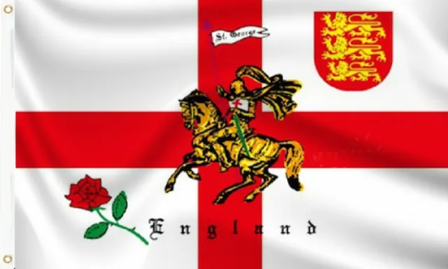 ST GEORGES DAY FLAG - ENGLAND ROSE LION CHARGER RUGBY 3x2 5x3 1st class post