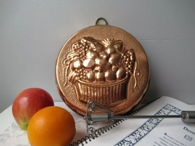 Aluminum Copper Jello Cake Dessert Mold Fruit Basket  Wall Hang Vintage