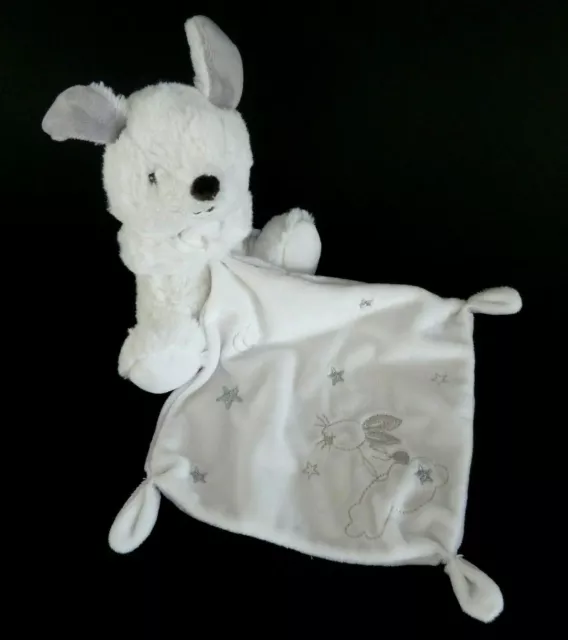 *. Doudou Peluche Simba Lapin Mouchoir  Blanc Gris Etoiles Lune Nuage Etat Neuf*