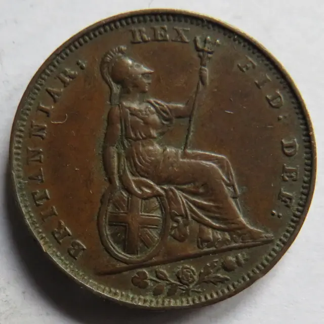 1826 King George IV Farthing Coin - Nice Condition 3