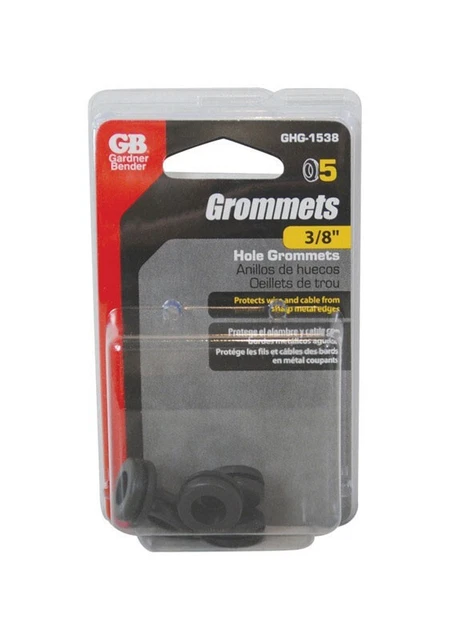 Gardner Bender 3/8 in. X 3-1/8 in. Black Insulated Flexible Vinyl Grommets 5 pk