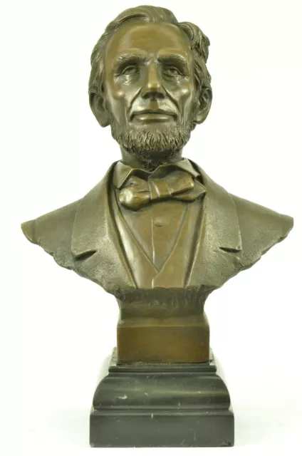 Signed Vintage  Arrieta President Abraham Lincoln Bust Genuine Bronze Figurine