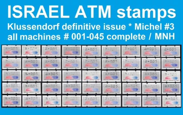 Israel ATM Klüssendorf * Michel 3 * alle Automatennummern 001-045 postfrisch