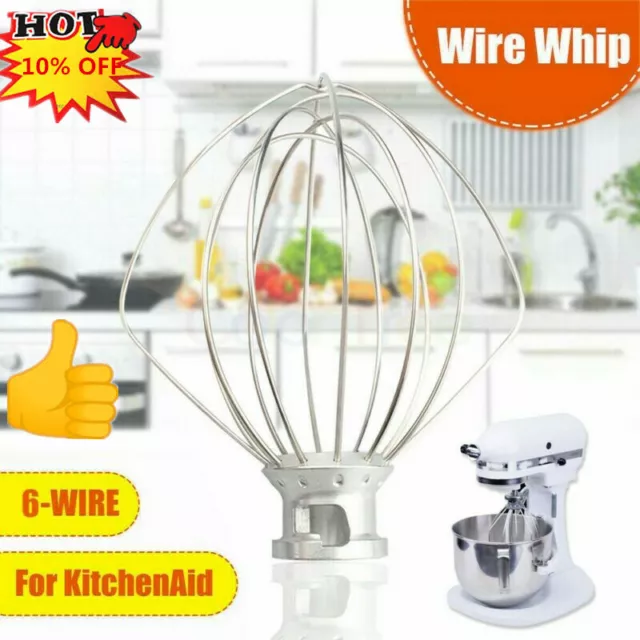 6-Wire Whip Mixer Attachment Whisk For KitchenAid K45 KSM150 FlexEdge  Beater