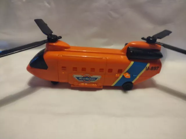 RETRO Micro Machines Cargo Transport Chopper Helicopter Orange U-897 Vintage