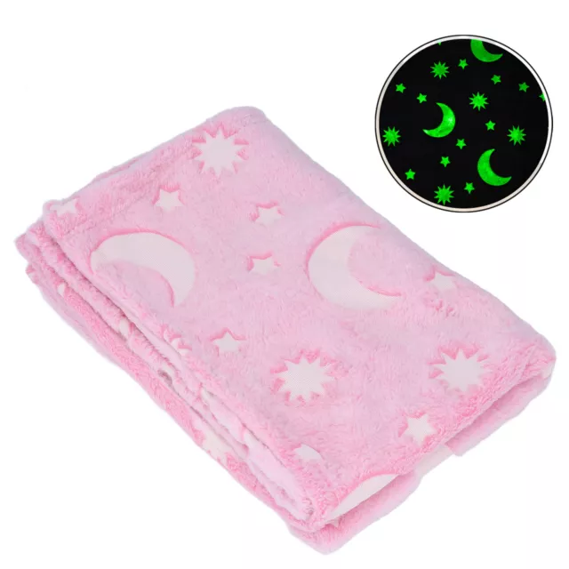 (Pink) Fuzzy Blanket Double Sided Shiny Soft Polyester Teen Throw