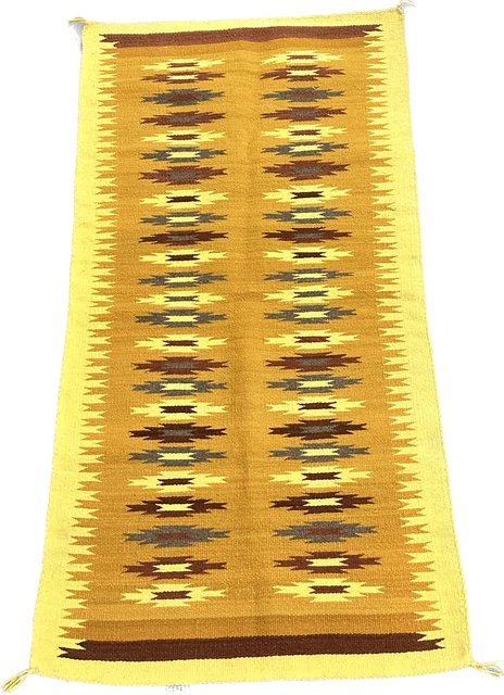 Vintage Mary George Navajo Wide Ruins Mohair Wool Hand Carded 56" Rug  88
