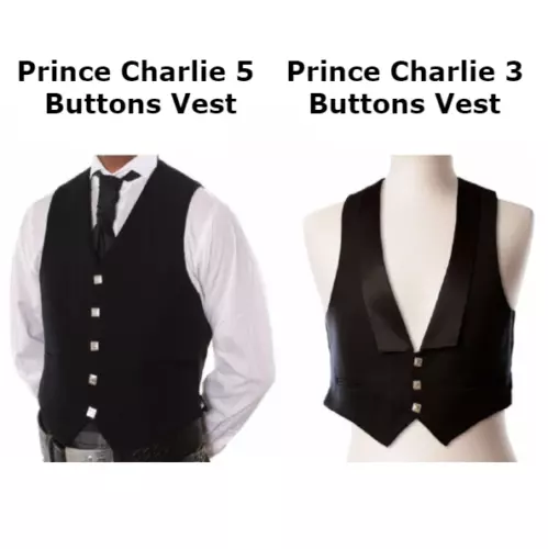 Scottish Prince Charlie Kilt Vest Waistcoat of 3/5 Buttons - Men Wedding Vest