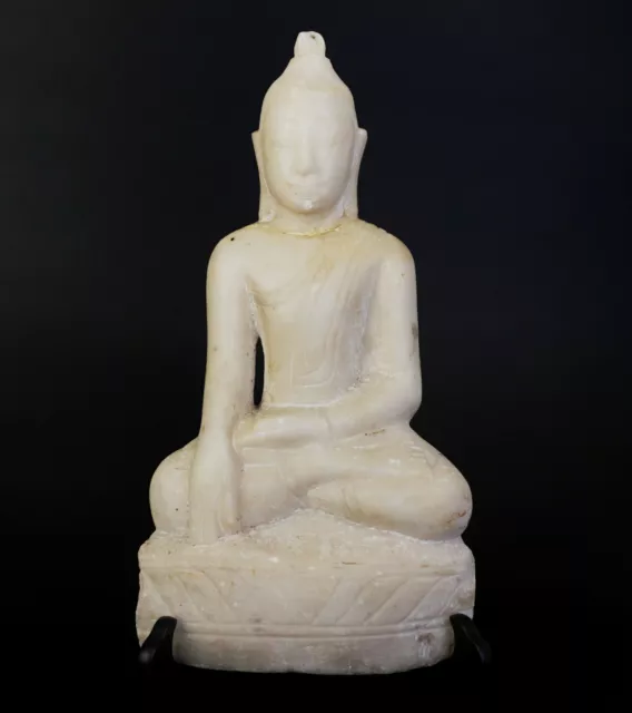 Large Antique Burma Burmese White Marble Carving STATUE Figure Buddha Shan 19thC