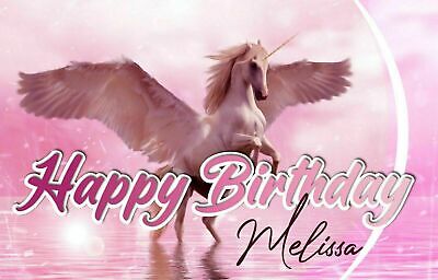 Unicorn Pink Custom Happy Birthday Banner Personalized Poster M1897