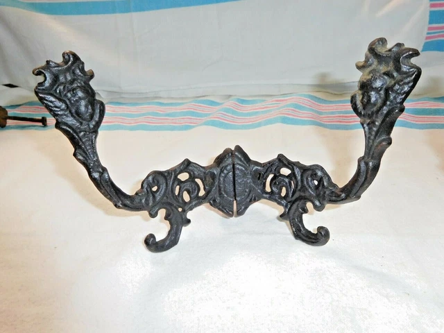 Antique ~ Salvage ~ 2  Cast Iron Double Hooks 8" wide                  #2413 2