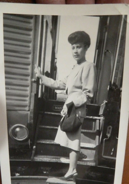 Old Photo Railroad Train Ride Stairs Late 1940s early 1950s
