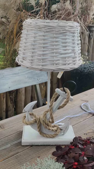 Maritime Stehlampe Ankerlampe mit Rattanschirm Weiß oder Natur