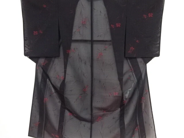 48200# Japanese Kimono / Antique Kimono For Summer / Woven Floral Plants