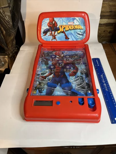 Spiderman Small Table Top Pinball Game Marvel Tested Works Not Legs For Tilting