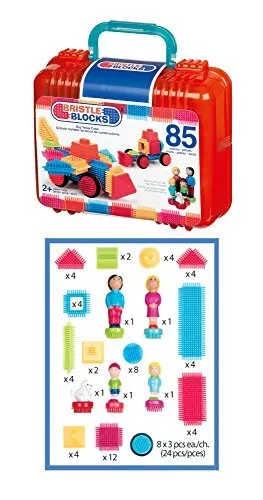 Bristle Blocks Big Value Set with Family and Animal Figurines in a Carry Case w 3