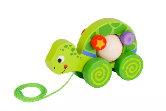 Pull along Wooden Spin Pattern Kids Turtle Toy Educational Fun/Turtle Toy 18Mth+