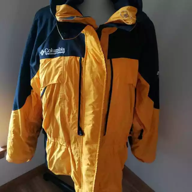 WARM Columbia Titanium Black/Yellow Winter Sport Hooded Jacket SZ L