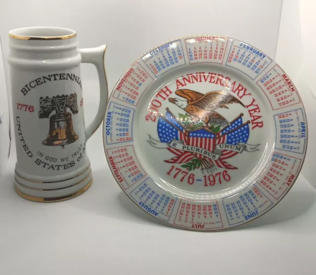 Bicentennial 1776-1976 200th Anniversary Year Souvenir Plate  & Mug made in USA