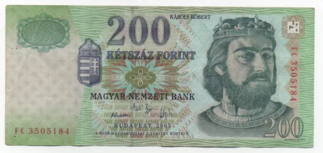 Hungary 200 Forint 2005 Pick 187 E Look Scans