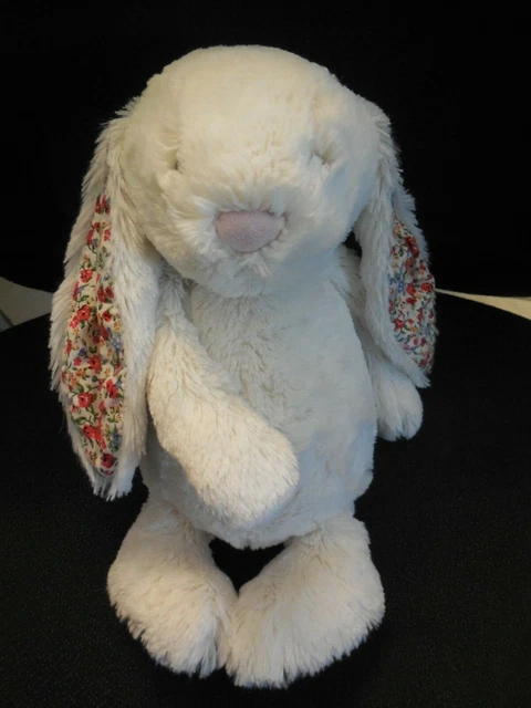 500/ GM doudou peluche lapin blanc Liberty fleur rose JELLYCAT 29cm