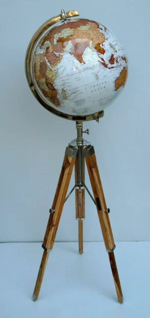 Mapa moderno Atlas globo mundial con trípode de madera soporte globo decoración de piso 18" grande