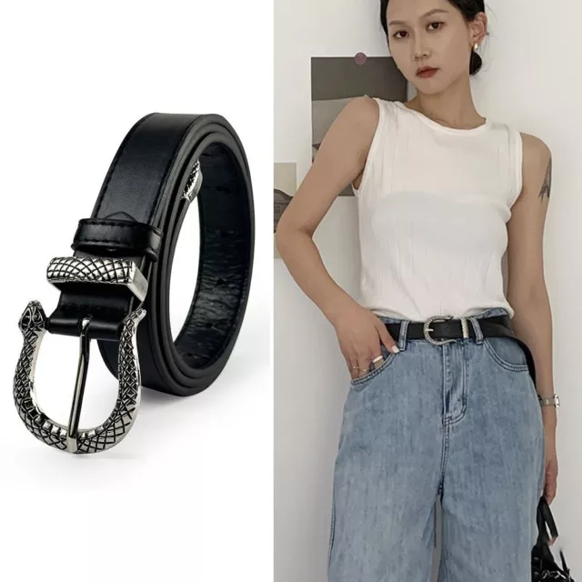 Casual Serpentine Leather Belt Luxury Design Jeans Belt