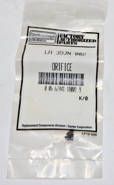 Factory Authorized Parts Carrier Pilot Orifice LH 39JN 002