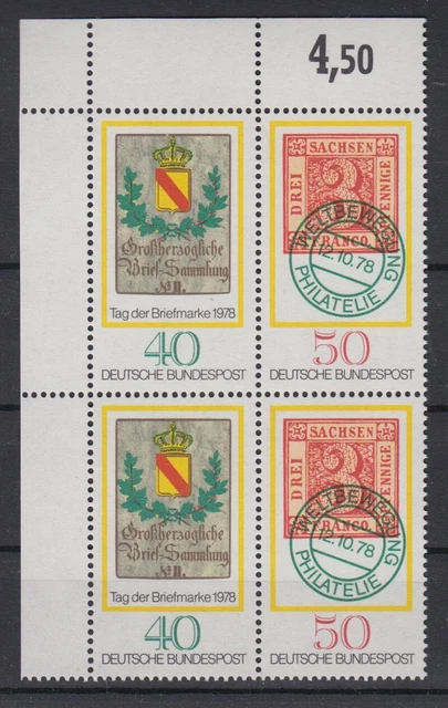 Bund 980-981 Eckrand links oben 4er Block Tag der Briefmarke 40 Pf + 50 Pf **