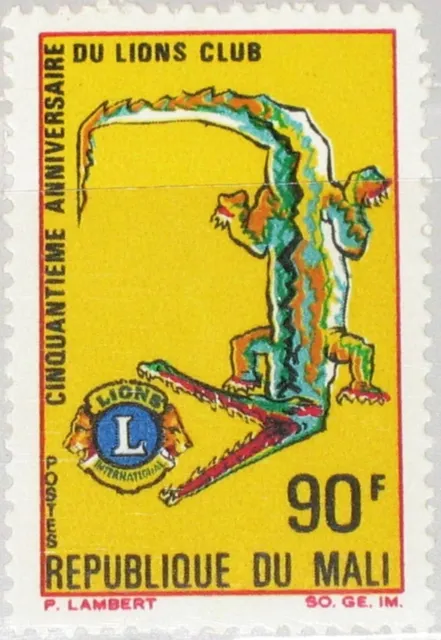 MALI 1967 156 104 50 Ann Lions Intl. Krokodil Lions Emblem Crocodile Fauna MNH