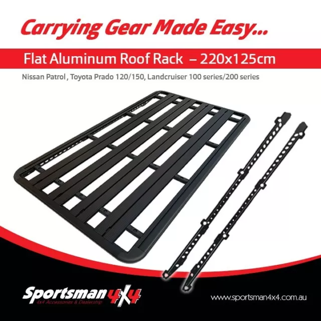 Aluminium Flat Roof Rack 220cm x 125cm for Landcruiser 100 and 200 series 