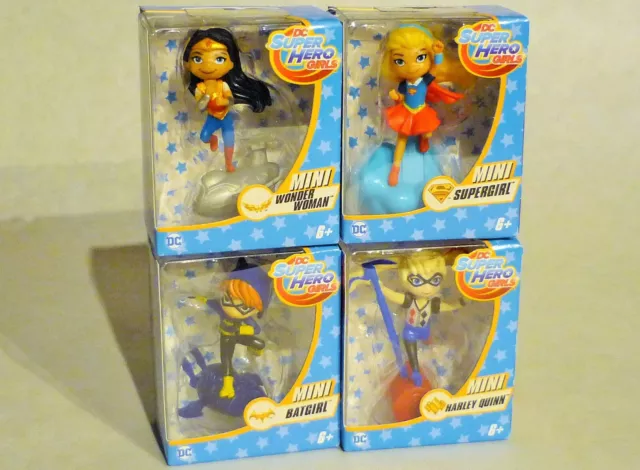 Matel DC Super Hero Girls Mini Figuren 4er SET - Harley Quinn Supergirl Batgirl