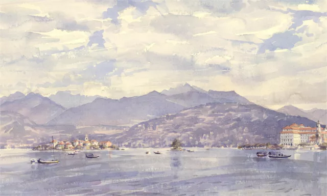 Brian C. Wade - Contemporary Watercolour, Mountainous Coastal View