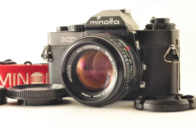 Minolta XD Black SLR 35mm Film Camera Body MD 50mm f1.4 Lens From JAPAN #994